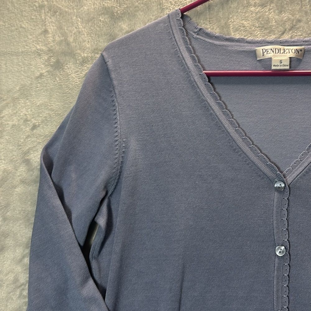 Pendleton Blue Button Front Cardigan Sweater Scal… - image 7